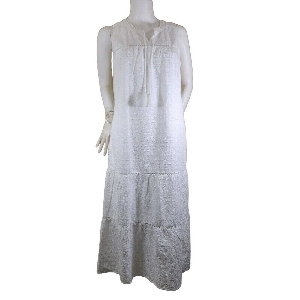 Tommy Bahama Womens Size XS Sleeveless White Eyelet Ruffle Midi Dress NWT --20